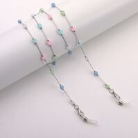 Металлическая нескользящая цепочка, с камнем кошачий глаз, для очков и масок GL1886