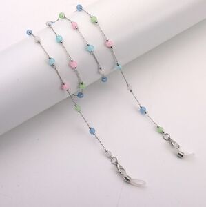 Металлическая нескользящая цепочка, с камнем кошачий глаз, для очков и масок GL1886