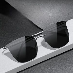 Polarized photochromic metal rimless sunglasses KY222109
