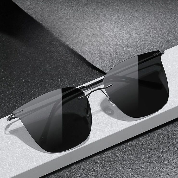 Polarized photochromic metal rimless sunglasses KY222109