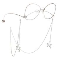 Metal non-slip chain, with pendant five-star and pearl, for glasses and masks GL240