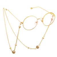 Gold-colored metal non-slip chain, with rhinestones and pearls, for glasses and masks GL553