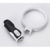 Magnifier with universal backlight, magnifying glass with handle 77390B-XX, diameter 90 mm, magnification: 5Х