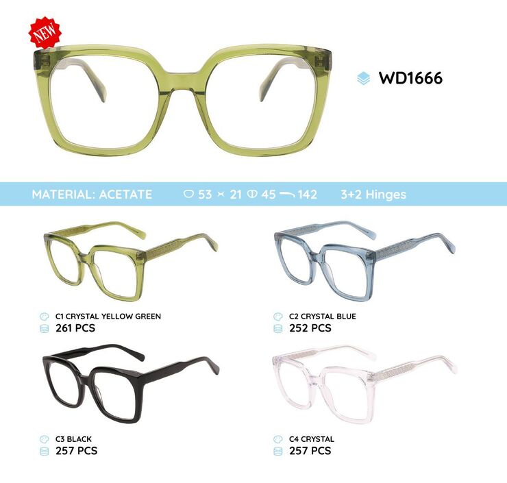 Plastic acetate eyeglasses frame with spring hinges WD1666
