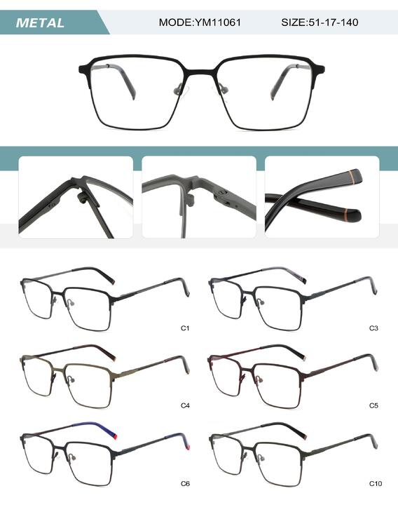 Metal frame for men with spring hinges YM11061-DA