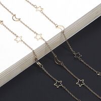 Metal non-slip chain, with star and moon, for glasses and masks GL693