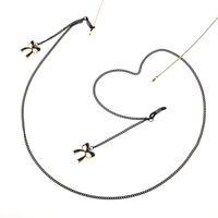 Black-colored metal non-slip chain, with pendant bow, for glasses and masks GL773