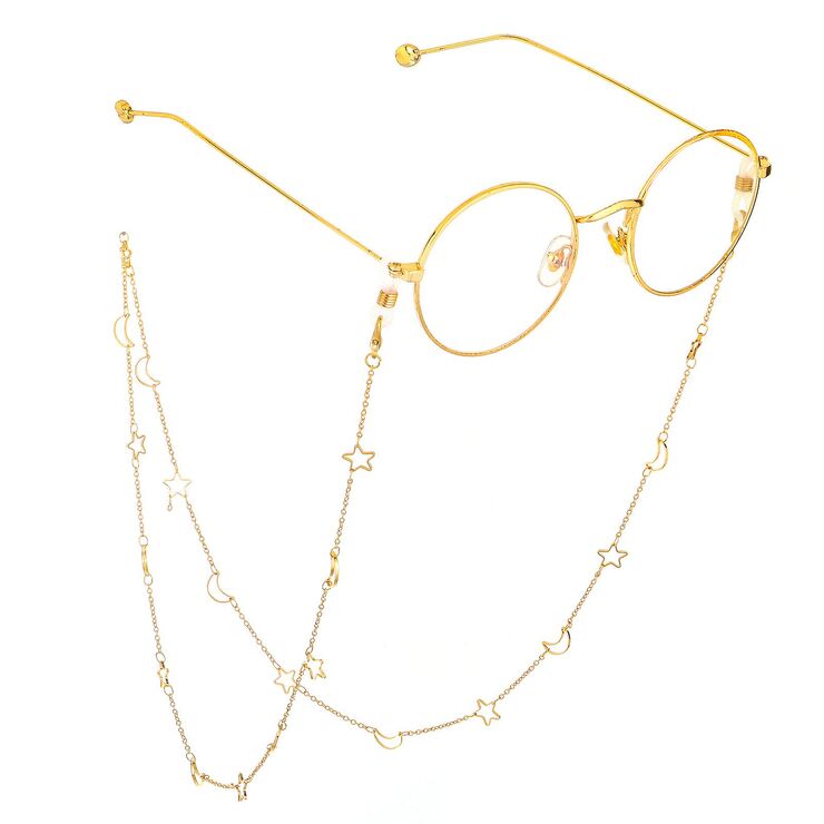 Metal non-slip chain, with star and moon, for glasses and masks GL693