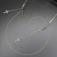 Gold-colored metal non-slip chain, with pearl cross, for glasses and masks GL378