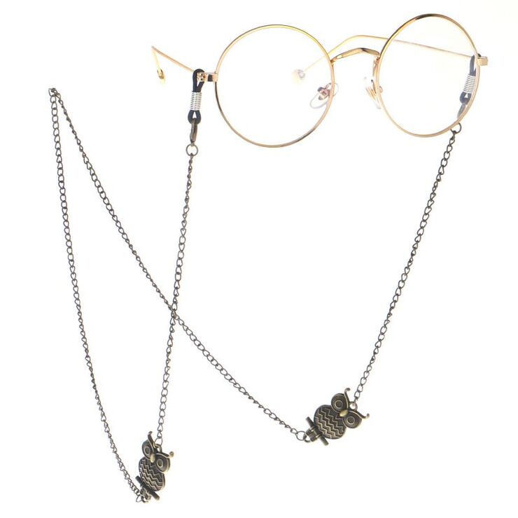Металлическая нескользящая цепочка бронзового цвета, c совой, для очков и масок GL114