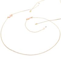 Gold-colored metal non-slip chain, with pink cat, for glasses and masks GL024