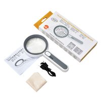 Magnifier with universal backlight, magnifying glass with handle 7518C-XX, diameter 75 mm, magnification: 5Х, 12Х