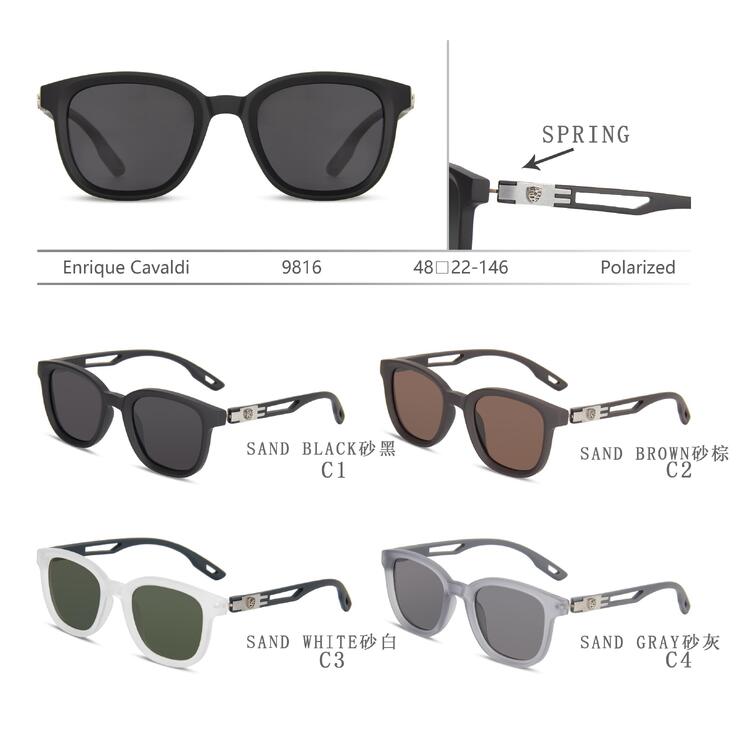 Polarized plastic sunglasses with spring hinhes Enrique Cavaldi EC9816