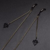 Black-colored metal non-slip chain, with pendant diamond-shaped, for glasses and masks GL593