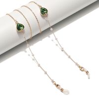 Металлическая нескользящая цепочка золотого цвета, с сердцем из кристалла и жемчугом, для очков и масок GL1503