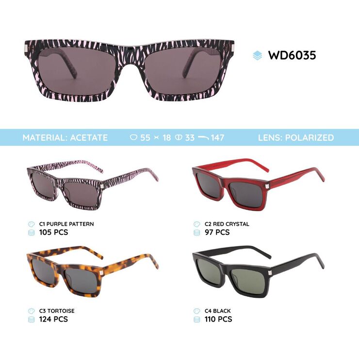 Plastic acetate frame polarized sunglasses WD6035