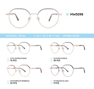 Metal women's frame for glasses with spring hinges MW3098