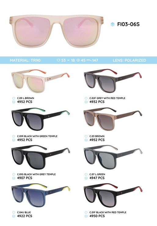 Plastic TR90 frame polarized sunglasses FI03-06S