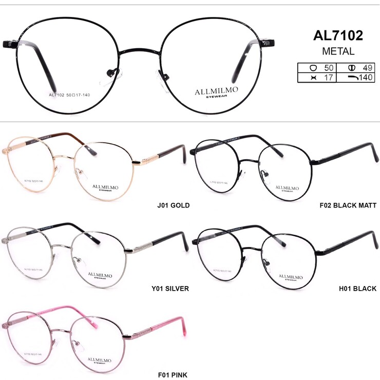 Metal eyeglass frame, material steel Allmilmo AL7102