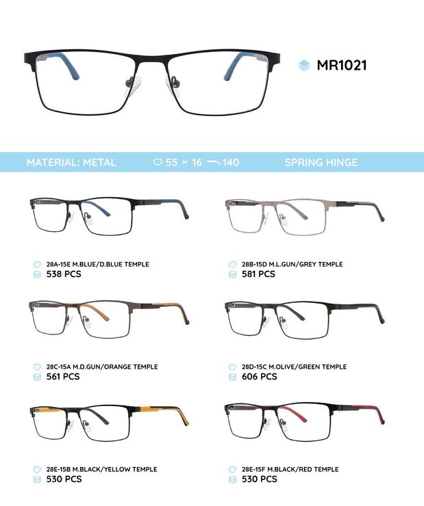 Metal frame with TR-90 temples with spring hinges MR1021