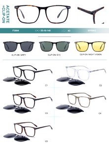 Оправа пластиковая из материала ацетат, с флексом + насадка солнцезащитная (клипон) Big City F3004S