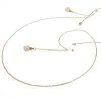 Gold-colored metal non-slip chain, with pearl light bulb pendant, for glasses and masks GL043