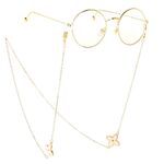 Gold-colored metal non-slip chain, with a leaf of grass, for glasses and masks GL155