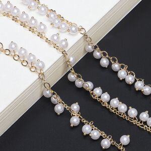 Металлическая нескользящая цепочка, с жемчугом, для очков и масок GL504