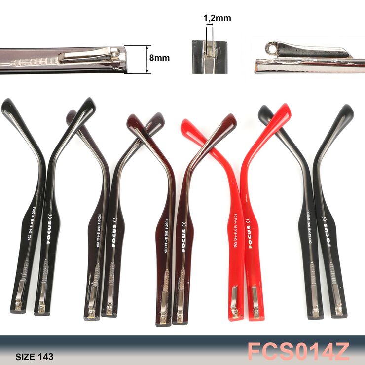 Temples (shackle) to frames plastic with flex FCS014Z (price per pair) 143mm*8mm