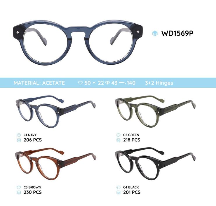 Plastic acetate eyeglasses frame WD1569P
