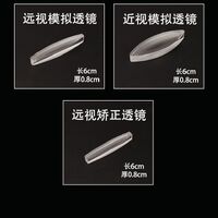 Concave and convex lenses set to demonstrate the refraction of light, simulating myopia and farsightedness