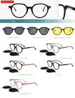 Оправа пластиковая из материала ацетат, с флексом + насадка солнцезащитная (клипон) Big City F3015