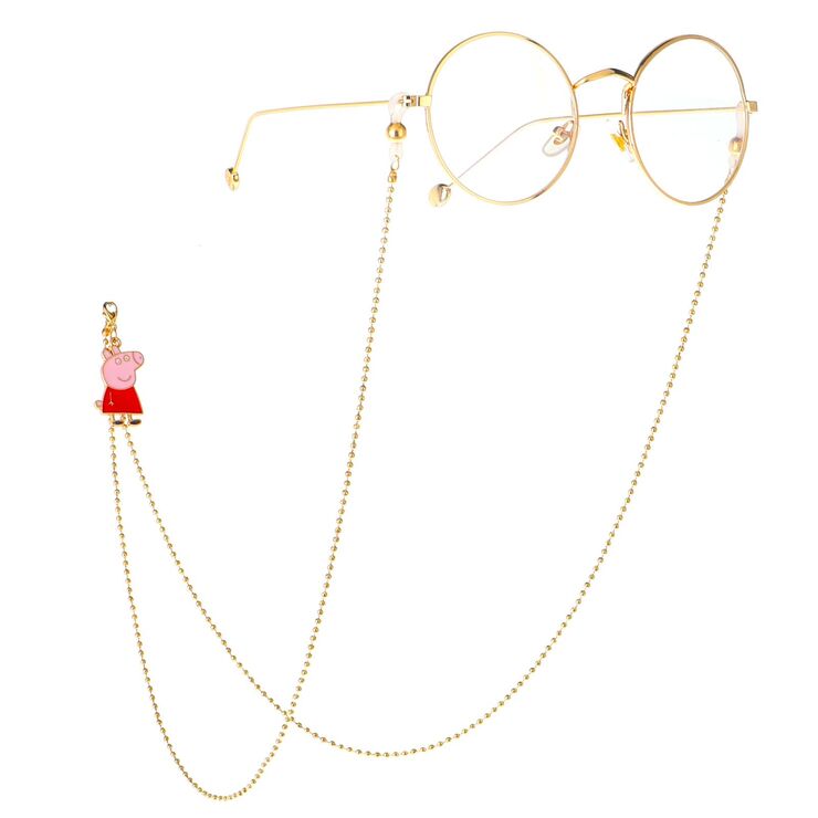 Metal non-slip chain, with Red Pig, for glasses and masks GL257