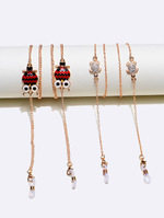 Set of two gold and silver glasses chains with hollow rhombuses GM064