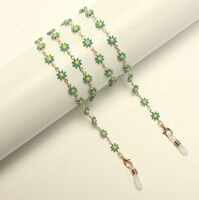 Металлическая нескользящая цепочка золотого цвета, с разноцветными маргаритками, для очков и масок GL1875