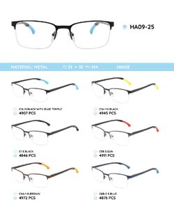 Металлическая оправа с дужками из материала TR-90 с гнущимся наконечником HA09-25