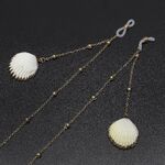 Gold-colored metal non-slip chain, with natural shell and beads, for glasses and masks GL662