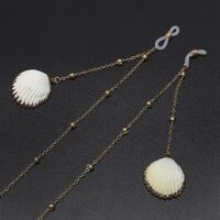 Gold-colored metal non-slip chain, with natural shell and beads, for glasses and masks GL662