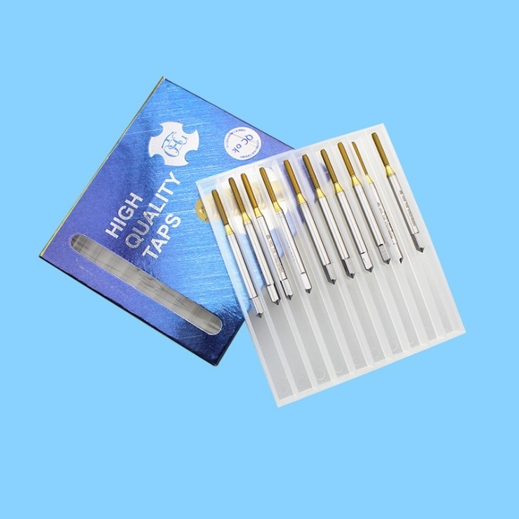 Набор из 10 метчиков с титановым покрытием и с прямой канавкой M1.0-M2.0