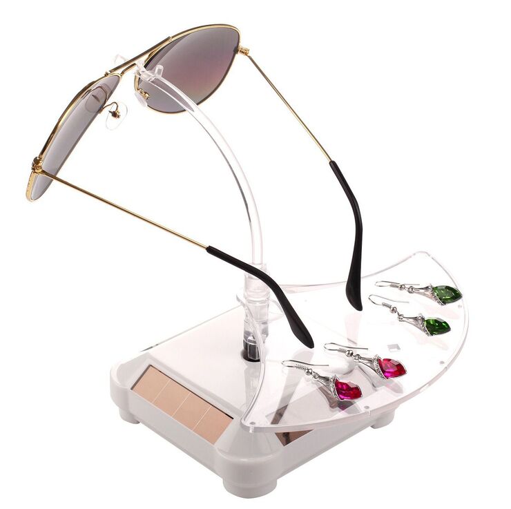 Tabletop glasses and accessories stand - solar powered revolving display ZTY002