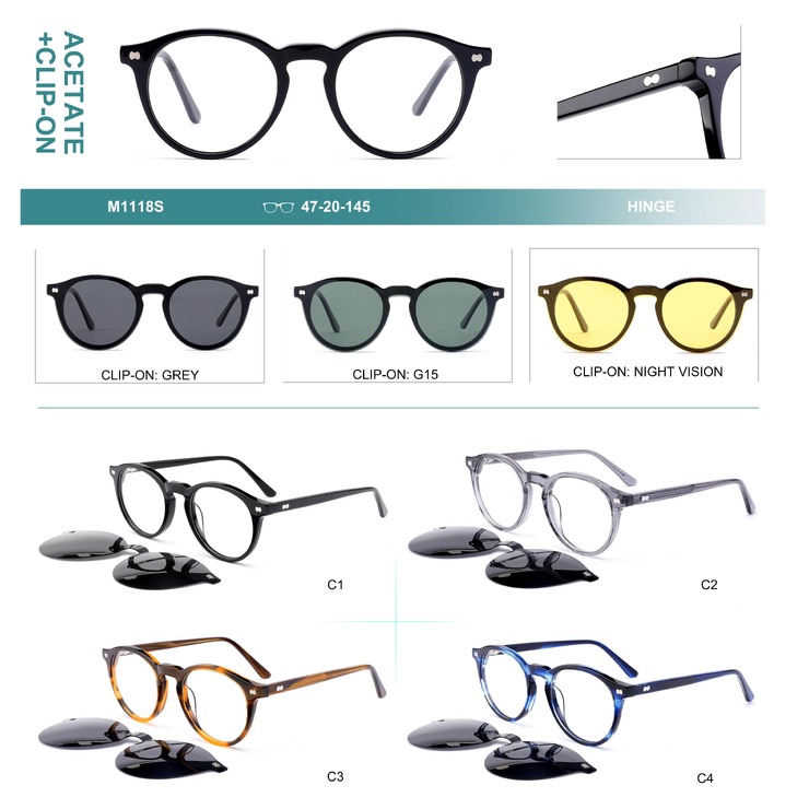 Plastic acetate frame + polarized clip-on Big City M1118S