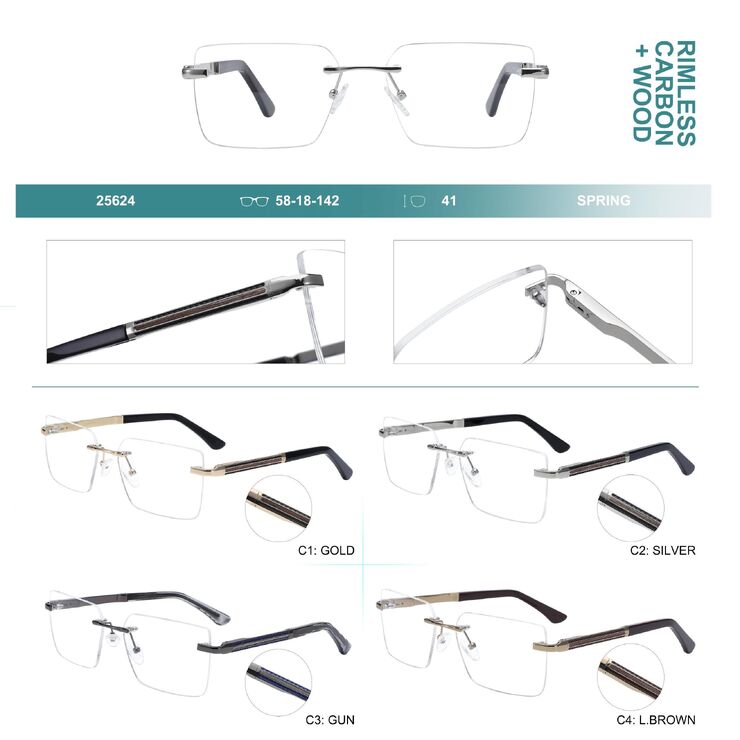 Rimless metal frames for glasses with spring hinges Big City 25624