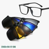 TR90/PC plastic frame + 5 polarized sun protection magnet clip-on set + leather bag El Dorado EL2343A