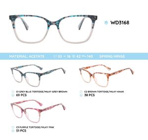 Plastic acetate eyeglasses frame with spring hinges WD3168
