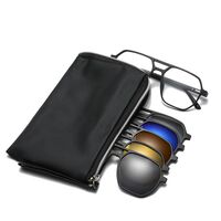 TR90/PC plastic frame + 5 polarized sun protection magnet clip-on set + leather bag El Dorado EL2381
