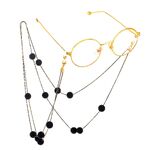 Metal non-slip chain, with black beads, for glasses and masks GL654