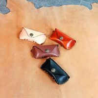 Genuine leather button glasses case BR5216