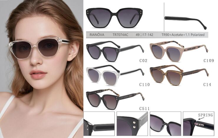 Солнцезащитные поляризационные пластиковые TR90+ацетат очки с флексом Rianova TR7074AC