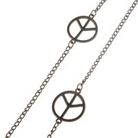 Bronze-colored metal non-slip chain, with peace symbol, for glasses and masks GL120