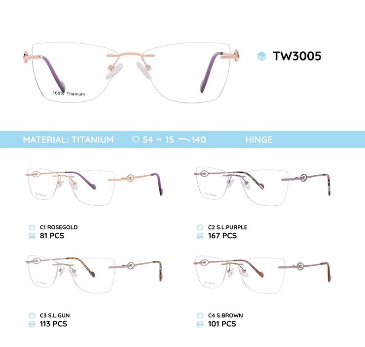 Rimless titanium frame TW3005